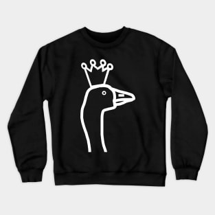 Minimal White Line Goose Wearing Stolen Crown Portrait Crewneck Sweatshirt